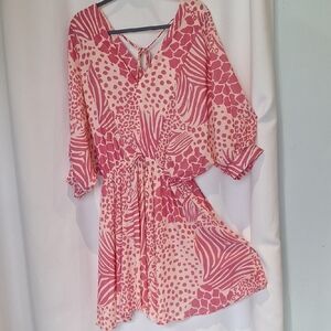 NWT Pink Patterned Midi Dress | Long Sleeve | Size L